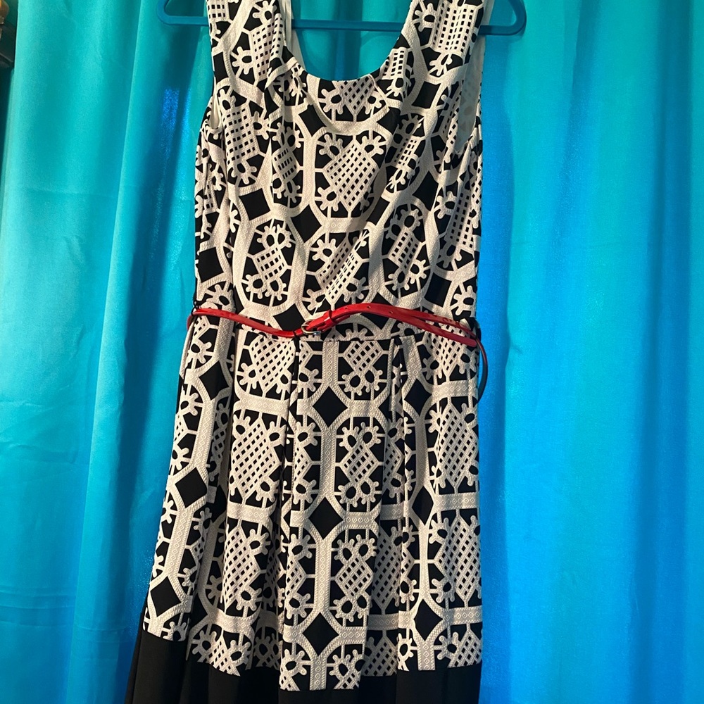 Tiana B. Sleeveless dress with red belt